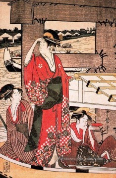 Brise fraîche sous le pont Ryogoku Kitagawa Utamaro ukiyo e Bijin GA Peinture à l'huile
